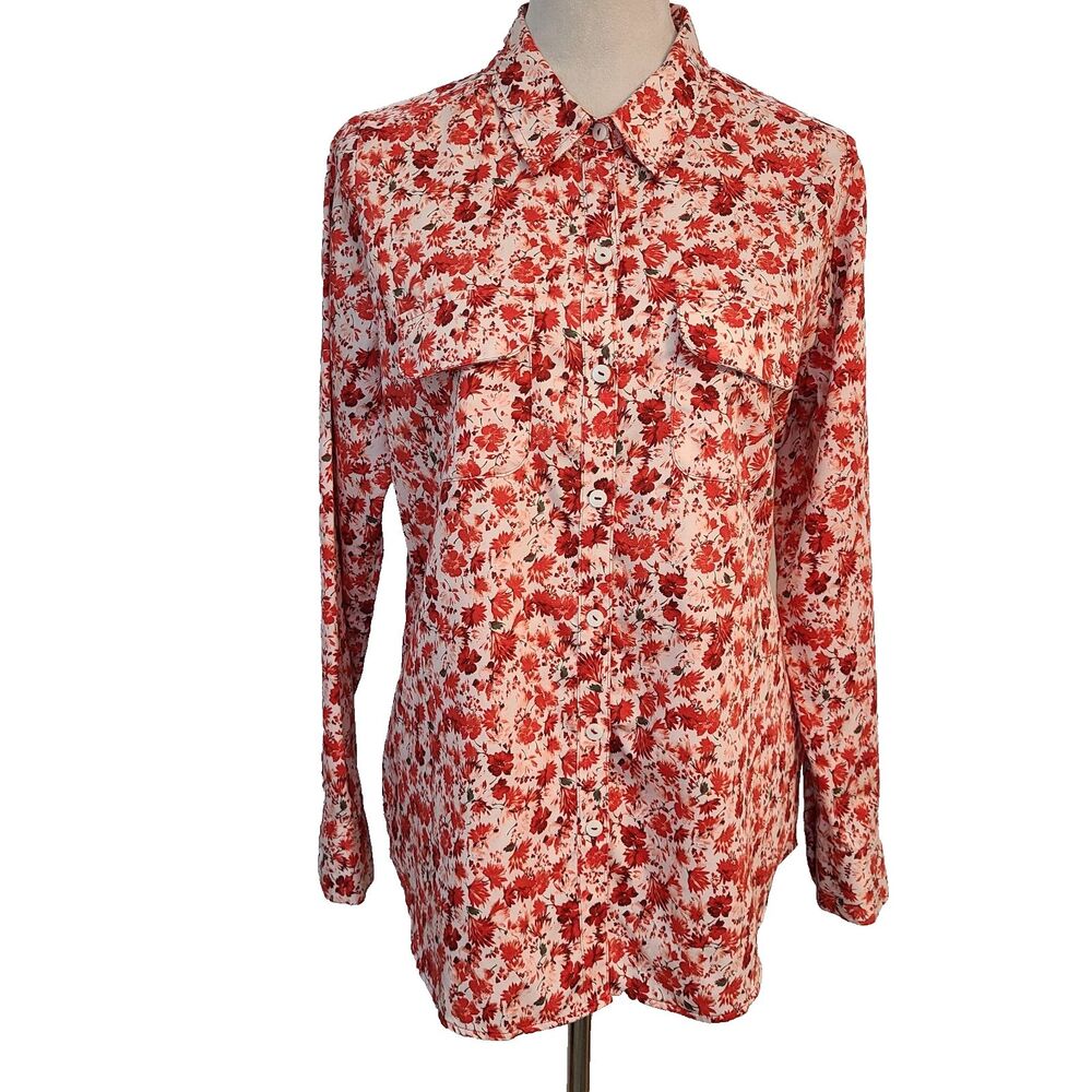 Foxcroft NYC Sz 10 Relaxed Heritage Non Iron Floral Buttn Down Shirt Cottagecore